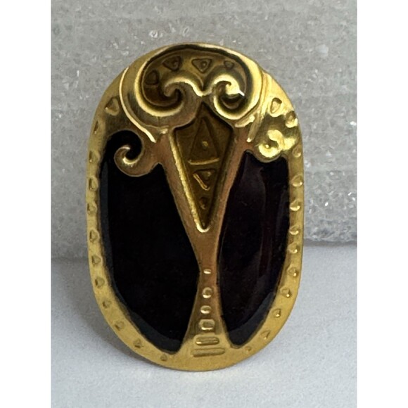 Vintage Signed Edgar Berebi Goldtone Enamel Large Statement Clip On Earrings - Picture 3 of 4